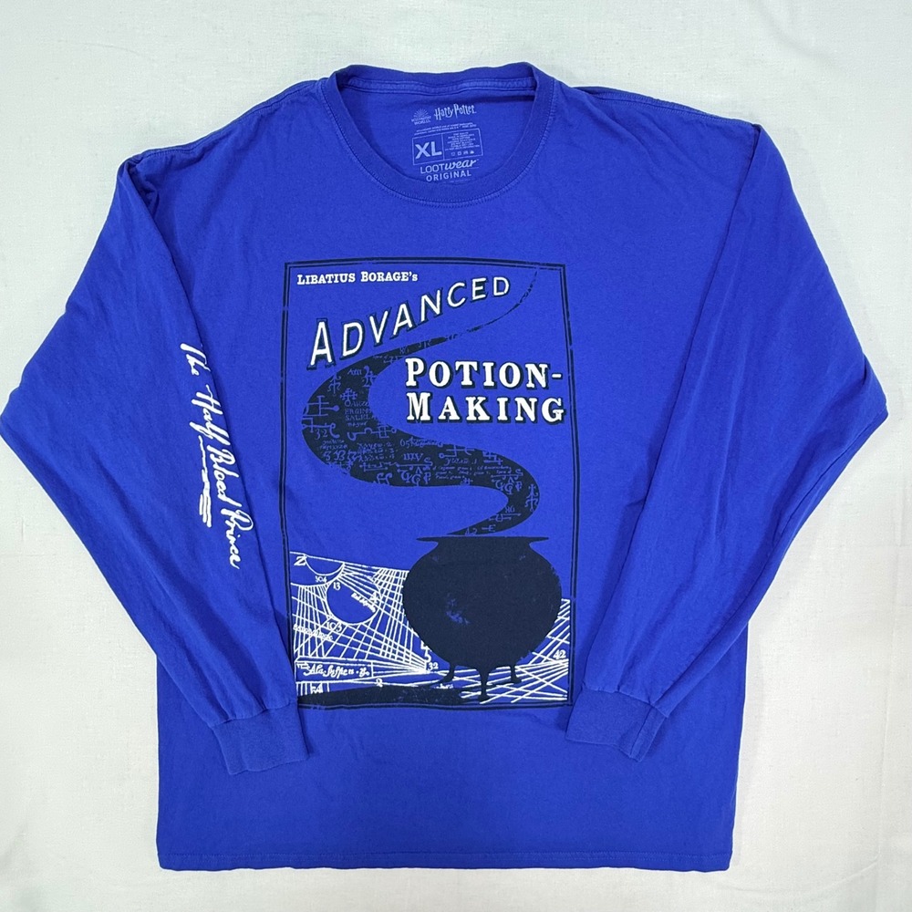 Harry Potter Advanced Potion Making Blue Long Sleeve Shirt Mens‎ XL Loot Crate